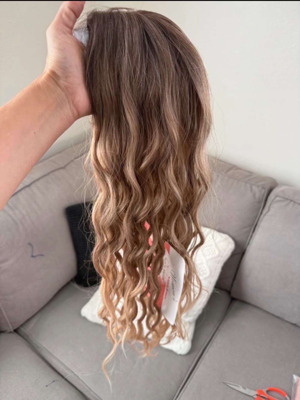 26 inch Brown to blonde Blonde Wavy Clip-In Hair topper